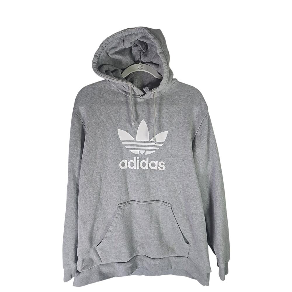 Adidas Originals Mens TREFOIL Hoodie Medium Grey Heather/White DT7963 e
